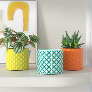 THE TWILLERY CO.® Lange Orange/Blue/Yellow 3" Ceramic Table Vase