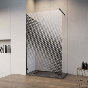 DISTINCT KITCHEN AND BATH 34'' - 34'' W x 72'' H Frameless Fixed Glass Panel with Pattern Glass