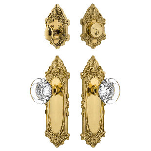 Nostalgic Warehouse Victorian Entry Set with Round Clear Crystal Knob