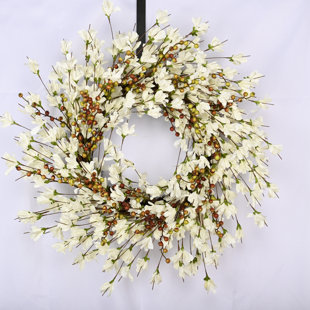 PRIMRUE 26" Fall Forsythia Berry Floral Wreath for Front Door