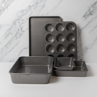 MasterClass 5pc including Roasting Pan, Baking Tray, 12 Hole Deep Pan, Square Pan, Loaf Pan