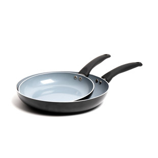 MASTERCLASS 2pc Ceramic Non-Stick Eco Frying Pan Set with 2x Induction-Safe Frying Pans, 24cm and 30cm