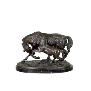 METROPOLITAN GALLERIES Bronze Mare & Foal Table Top Sculpture