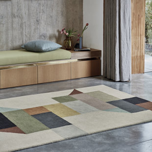 HYKKON Yahir Abstract Wool Hand Tufted Area Rug