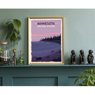 TRINX Minnesota Retro Style State Travel Poster, Vintage Unframed Print, Home and Office Wall Art