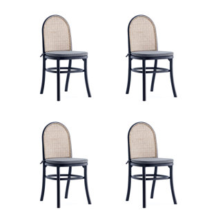 CEETS Archetype Dining Chair 1.0 With Grey Cushions In Black And Cane - Set Of 4 (Set of 4)