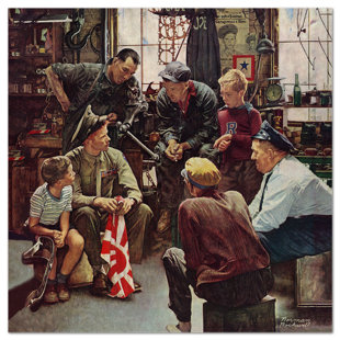 Highland Dunes - Quadro - Norman Rockwell - Ritorno A Casa Del Soldato - Vetro Acrilico - 70X70 - Pronto Da Appendere - Quadri Moderni Per La Casa - Vintage - Retr
