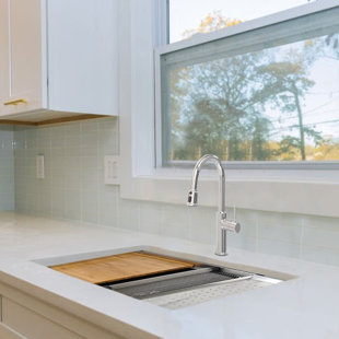 KBFmore 32" Single Bowl Stainless Steel Undermount Workstation Kitchen Sink with Sink Accessories