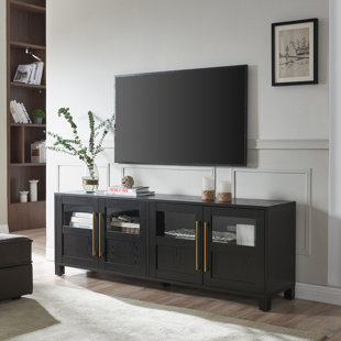 HUDSON&CANAL Holbrook Rectangular TV Stand For TV''s Up To 75" In Black Grain
