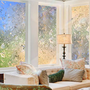 ROSDORF PARK 3D Etched Floral Decorative Privacy Window Decal