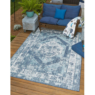 LANGLEY STREET® Susan Oriental Blue Indoor / Outdoor Area Rug