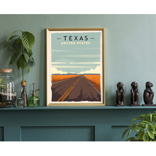 TRINX Texas Retro Style State Travel Poster, Vintage Unframed Print, Home And Office Wall Art