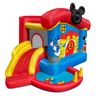 FUNORMOUS Disney Mickey Mouse Funhouse Outdoor Bounce House with Slide and Ball Pit