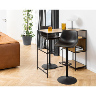 BOROUGH WHARF Eisenach Bar Stool PU Vintage Leather Look Black 247, Base Matt Black Metal