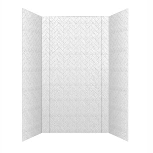 FROMPLAINTOBEAUTIFULINHOURS Herringbone Tile Mirroflex Tub And Shower Wall Panel - Distressed White