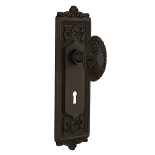 NOSTALGIC WAREHOUSE Victorian Privacy Door Knob with Keyhole Egg & Dart Long Plate