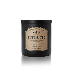 MANLY INDULGENCE Classic Suit & Tie 16.5 oz Soy Wax Blend Blend Scented Jar Candle, Up to 60 Hours Burn