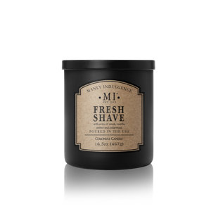 MANLY INDULGENCE Classic Fresh Shave 16.5 oz Soy Wax Blend Blend Scented Jar Candle, Up to 60 Hours Burn