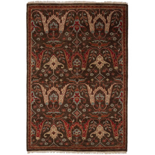 SHALOM BROTHERS Tucson Handmade Hand-Knotted Wool Brown/Rust/Blue/Ivory Rug