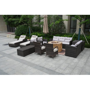 SOL 72 OUTDOOR™ Almanza 11 - Person Outdoor Seating Group with Cushions