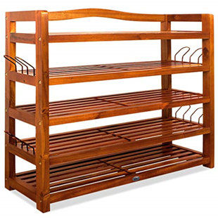 REBRILLIANT 20 Pair Solid Wood Shoe Rack
