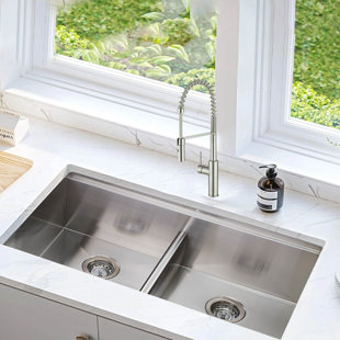 KBFmore 33" L x 22" W Undermount or Topmount Drop in Workstation Kitchen Sink with Accessories