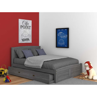 DISCOVERY WORLD FURNITURE Gray Solid Wood Platform Bed With Trundle, 5 Drawer Chest And Nightstand