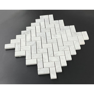 ES STONE 1" x 2" Cararra Herringbone/Chevron Mosaic Wall & Floor Tile
