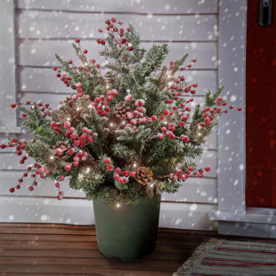 THE HOLIDAY AISLE® 28" HGTV Home Collection Pre-Lit Frosted Traditions Planter Filler