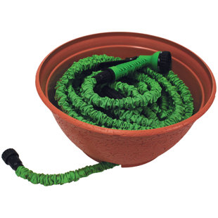 EMSCO GROUP Expandable Hose Hider, Hose Storage Pot, Rustic Terracotta