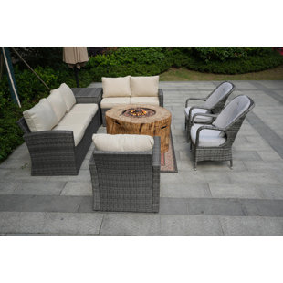 DIRECT WICKER Bogdan Wicker/Rattan 8 - Person Seating Group With Cushions