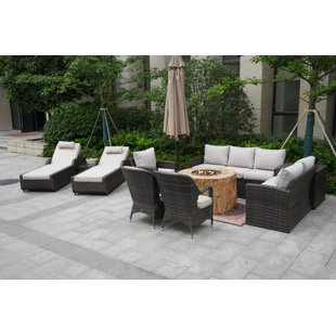 SOL 72 OUTDOOR™ Brandy Wicker/Rattan 10 - Person Seating Group With Cushions