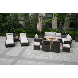 SOL 72 OUTDOOR™ Almanza Wicker/Rattan 12 - Person Seating Group With Cushions