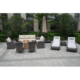 SOL 72 OUTDOOR™ Brandy Wicker/Rattan 10 - Person Seating Group With Cushions
