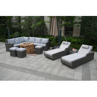 SOL 72 OUTDOOR™ Charmaine Wicker/Rattan 11 - Person Seating Group With Cushions