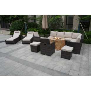 SOL 72 OUTDOOR™ Almanza Wicker/Rattan 12 - Person Seating Group With Cushions