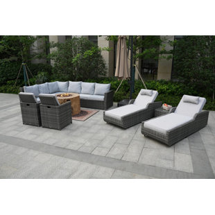 SOL 72 OUTDOOR™ Almanza Wicker/Rattan 10 - Person Seating Group With Cushions