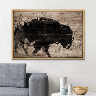 SIGNLEADER " Wood Panel Spray Paint Bison Buffalo "