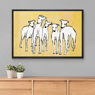 SIGNLEADER Pastel Watercolor White Dogs Framed On Canvas Print