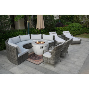 SOL 72 OUTDOOR™ Almanza 10 - Person Outdoor Seating Group with Cushions