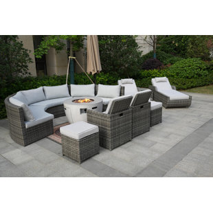 SOL 72 OUTDOOR™ Almanza 12 - Person Outdoor Seating Group with Cushions