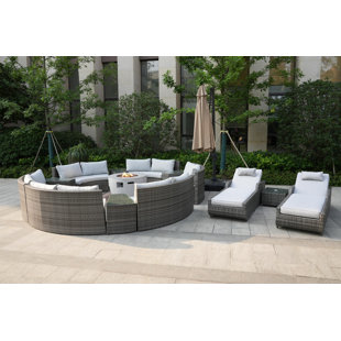 SOL 72 OUTDOOR™ Sheppard Wicker/Rattan 14 - Person Seating Group With Cushions