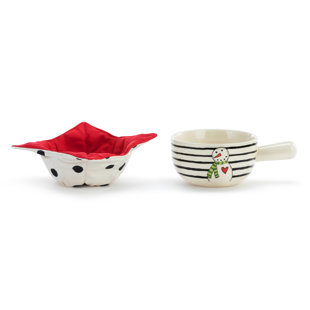 THE HOLIDAY AISLE® Fransis Snowman And Stripes Soup Crock And Bowl Cozy