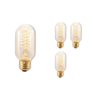 BULBRITE INDUSTRIES 40 Watt Equivalent, T14 Incandescent, Antique Dimmable Bulb, (2200K) E26/Medium (Standard) Base (Set of 4)