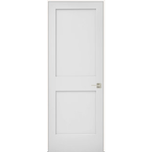 JELD-WEN EVELIN 2-Panel Wood Primed Prehung Interior Door with Handleset & Installation Kit