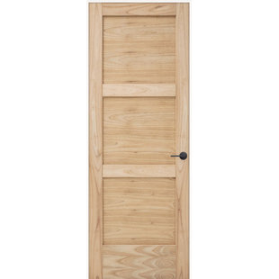 JELD-WEN EVELIN 3-Panel Knotty White Cedar Prehung Interior Door with Handleset & Installation Kit