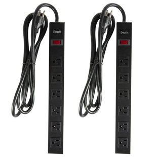 ACEM 6-Outlet Surge Protector Power Strip (Set of 2)