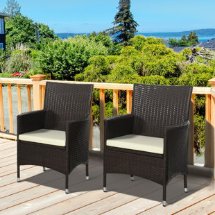 MISTANA Patio Dining Side Chair with Cushion (Set of 2)