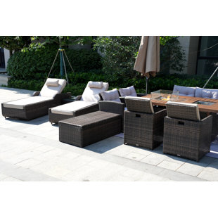 DIRECT WICKER Harriet Wicker/Rattan 11 - Person Seating Group With Cushions
