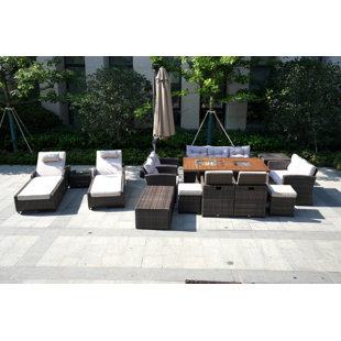 DIRECT WICKER Harriet Wicker/Rattan 13 - Person Seating Group With Cushions